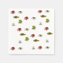 Watercolor Huts and trees pattern