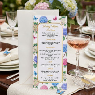 Watercolor Hydrangea and Butterfly Garden Party Menu