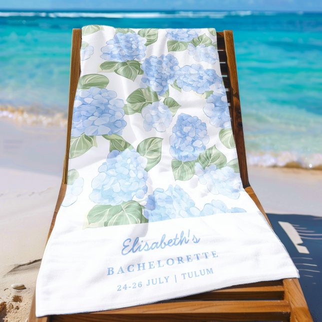 Watercolor Hydrangea Bachelorette Beach Towel (Creator Uploaded)