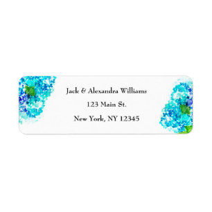 Watercolor Hydrangea Blue Floral return address