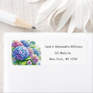Watercolor Hydrangea Blue Flowers return address