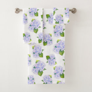 Watercolor Hydrangea Flower Pattern  Bath Towel Set