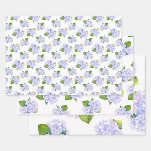 Watercolor Hydrangea Flower Pattern   Wrapping Paper Sheet