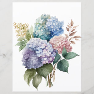 Watercolor hydrangea flowers decoupage tissue