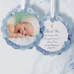 watercolor hydrangea frame Baptism thank you card<br><div class="desc">Baptism thank you paper ornament</div>