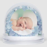 watercolor hydrangea frame Baptism thank you  Snowglobe<br><div class="desc">Baptism thank you snow globe favour</div>