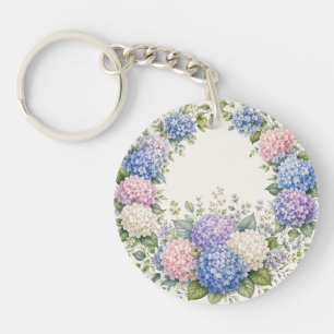 Watercolor Hydrangea Garden  Key Ring