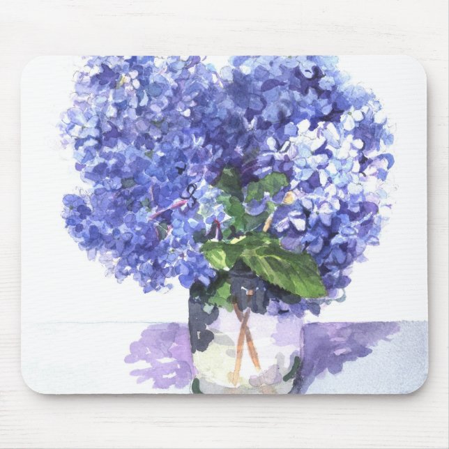 Watercolor Hydrangea Mouse Mat (Front)