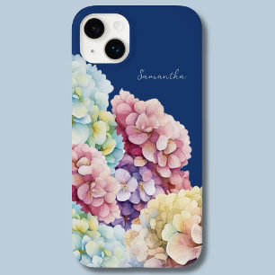 Watercolor Hydrangea Personalised Blue Case-Mate iPhone 14 Plus Case