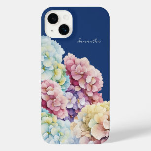 Watercolor Hydrangea Personalised Blue iPhone 14 Plus Case