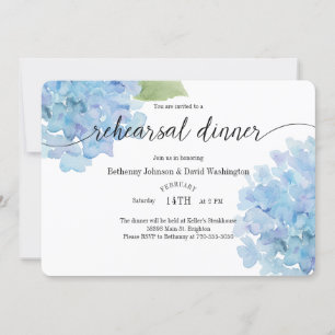 Watercolor Hydrangea Rehearsal Dinner Invitation