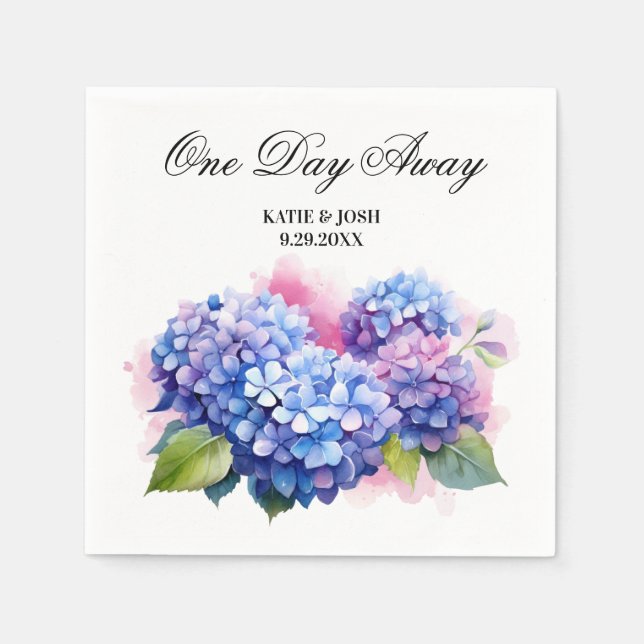 Watercolor Hydrangea Rehearsal Dinner  Napkin (Front)