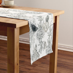 Watercolor hydrangea short table runner
