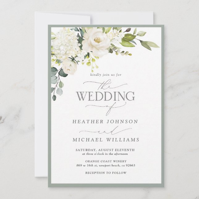 Watercolor Hydrangea Wedding Invitation (Front)
