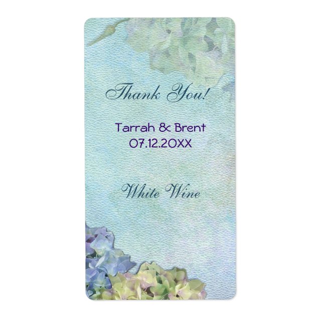 Watercolor Hydrangea - Wine Label  Medium (Front)