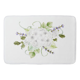 Watercolor Hydrangeas and Lilacs Bath Mat