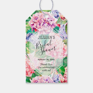 Watercolor Hydrangeas Floral Bridal Shower Gift Tags