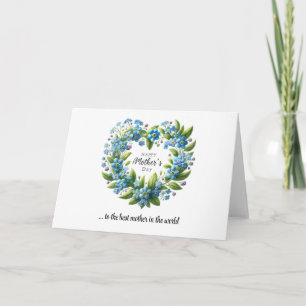 Watercolor hydrangeas heart wreath Mother's Day Card