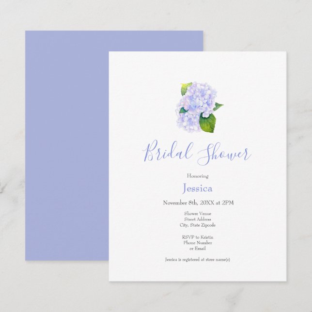 Watercolor Hydrangeas Invitation (Front/Back)