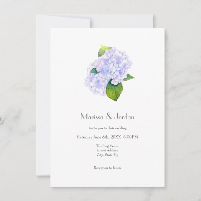 Watercolor Hydrangeas  Invitation (Front)