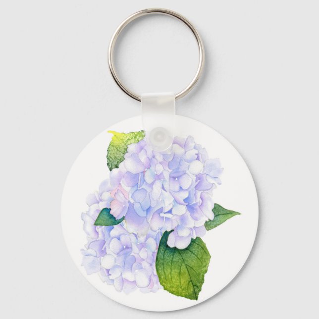 Watercolor Hydrangeas  Key Ring (Front)
