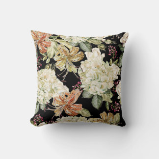 Watercolor Hydrangeas Lilies: Floral Pattern Cushion