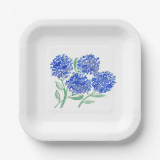 Watercolor, hydrangeas paper plates