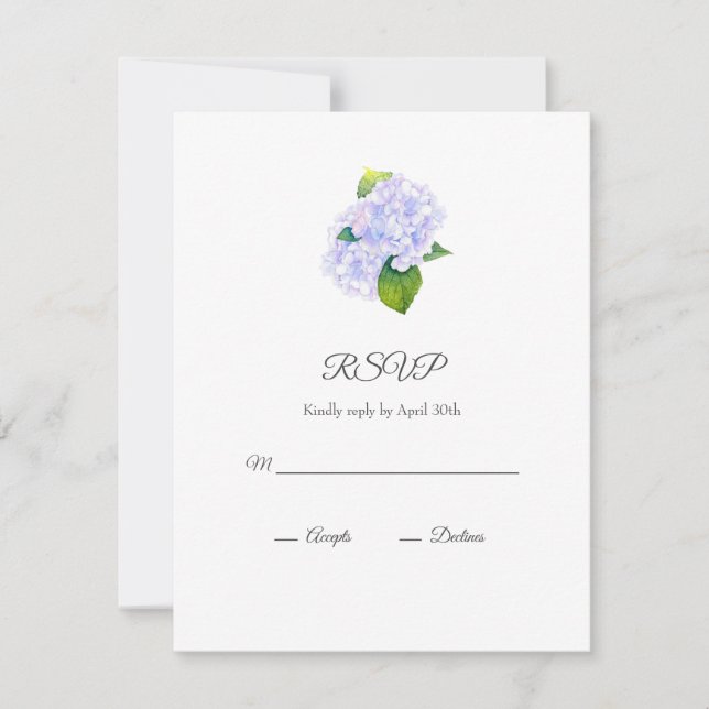 Watercolor Hydrangeas  RSVP Card (Front)