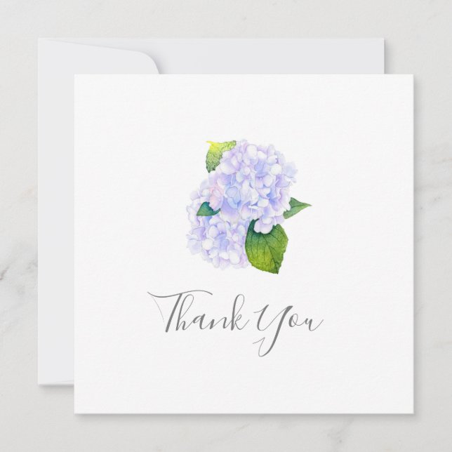 Watercolor Hydrangeas Thank You Card (Front)