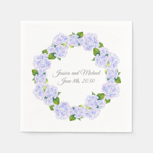 Watercolor Hydrangeas Wreath  Napkin (Front)
