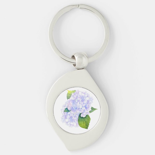 Watercolor Hydrangias Key Ring (Front)