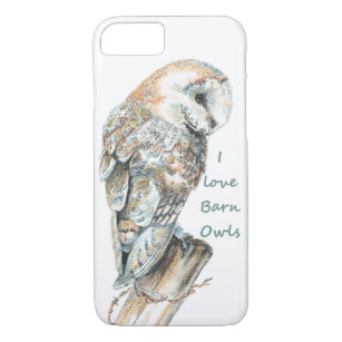 Watercolor "I love Barn Owls" Barn Owl Bird art Case-Mate iPhone Case