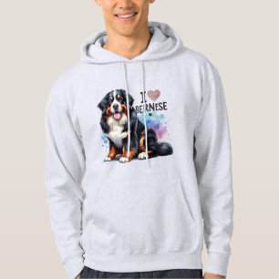 Watercolor I Love My Bernese Mountain Dog Hoodie