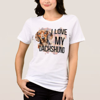 WATERCOLOR I LOVE MY DACHSHUND DOG Tri-Blend SHIRT