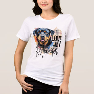 WATERCOLOR I LOVE MY ROTTWEILER DOG Tri-Blend SHIRT