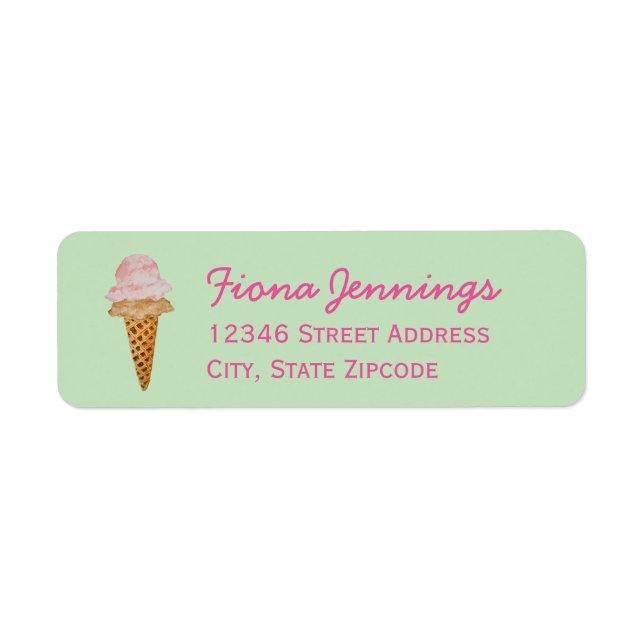 Watercolor Ice Cream Address Labels (mint green) (Front)