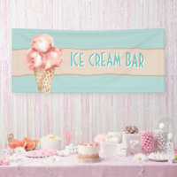 Watercolor ice cream bar Vintage style Blue Pink 