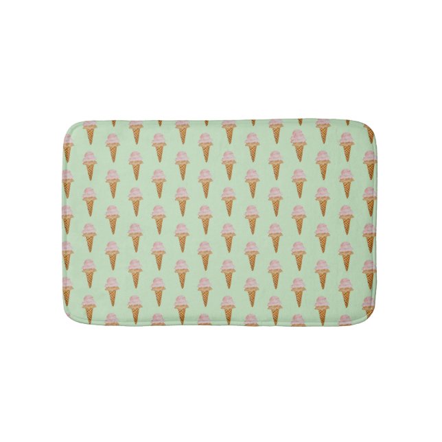 Watercolor Ice Cream Bath Mat (mint green) (Front)
