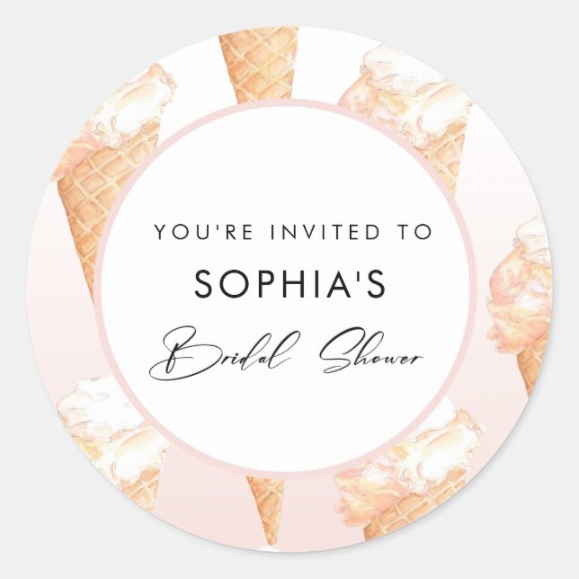 Watercolor Ice Cream Bridal Shower Envelope Seals (Front)
