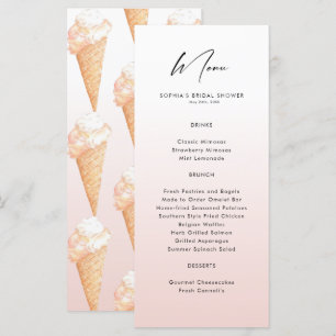 Watercolor Ice Cream Bridal Shower  Menu