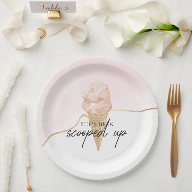 Watercolor Ice Cream Bridal Shower Paper Plate (Wedding)