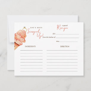 Watercolor Ice cream Bridal shower Recipe card
