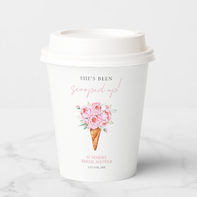 Watercolor Ice Cream Bridal Shower Welcome Sign Paper Cups (Front)