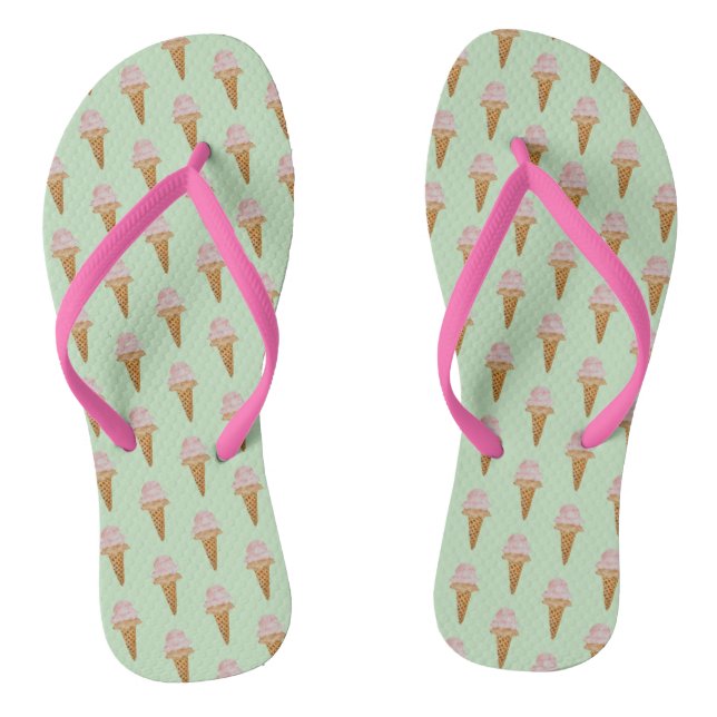 Watercolor Ice Cream Flip Flops (mint green) (Footbed)