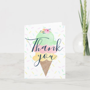 Watercolor Ice Cream Folding Thank You Cards