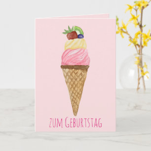 Watercolor Ice Cream German Birthday Card