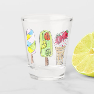 Watercolor ice cream, ice cream, watercolor, food, shot glass