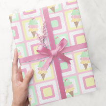 Watercolor Ice Cream Pastel Wrapping Paper