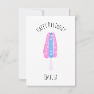 Watercolor Ice Cream Pop 4th of July Birthday Card