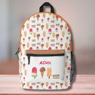 Watercolor Ice Cream & Popsicles Personalised  Printed Backpack